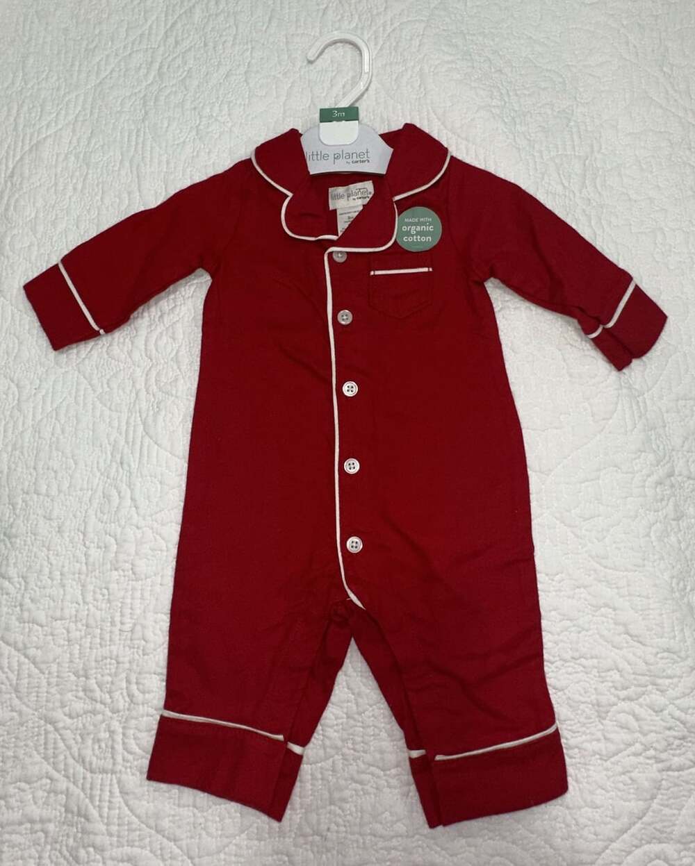 Little Planet by Carter's Organic Cotton Coat Style Pajamas Red 3M